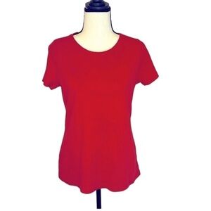 St. John’s Bay Women’s Short Sleeve T Shirt Blouse Top Red Size M Medium
